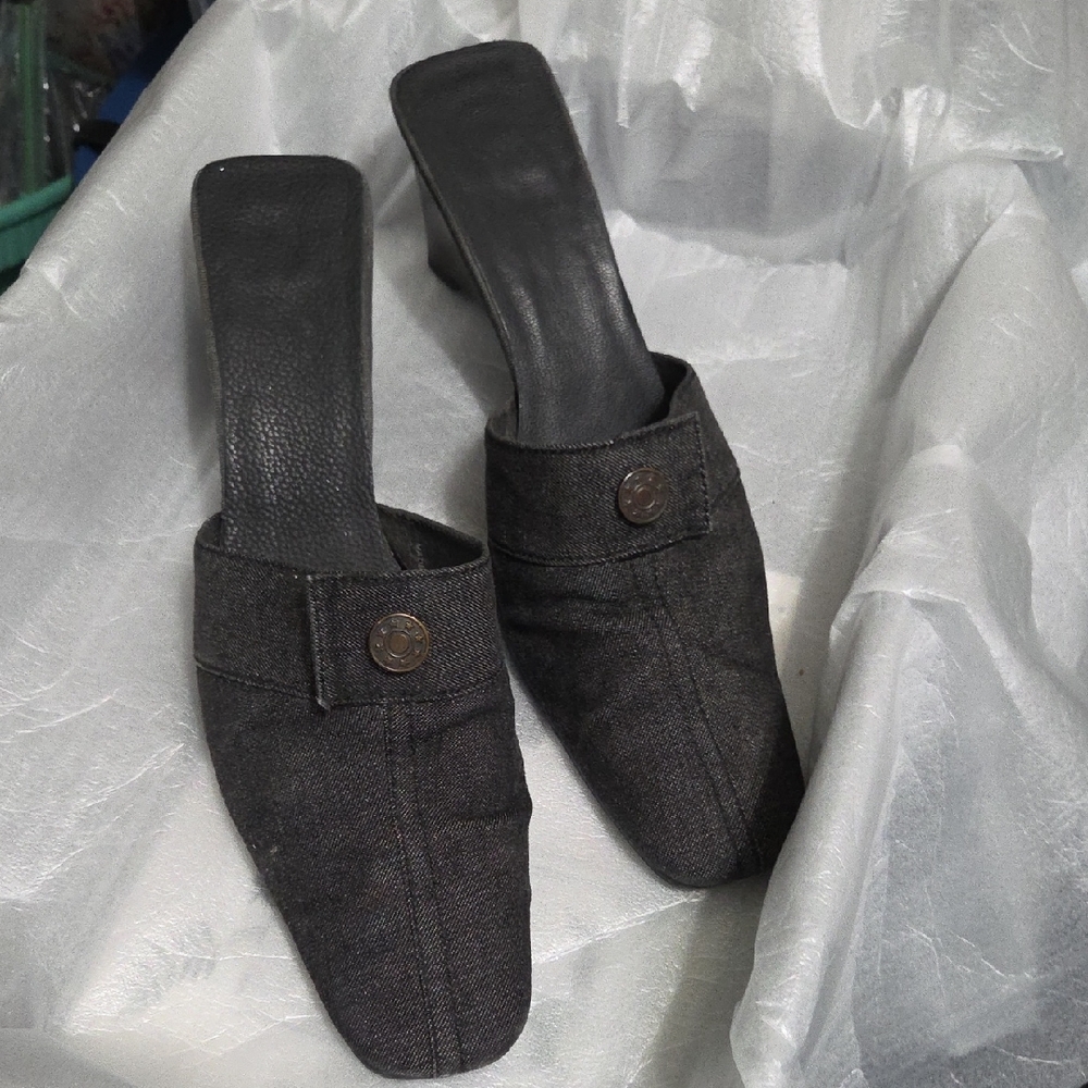 Chic Black Women's Mules with Button Detail